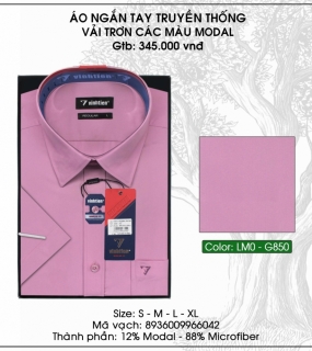 Áo Ngắn Tay Truyền Thống Vải Trơn Các Màu Modal - G850