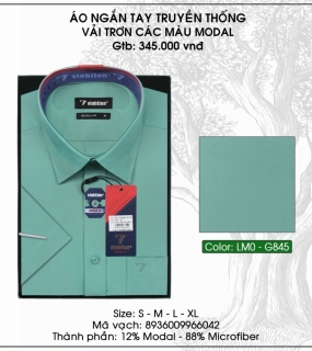 Áo Ngắn Tay Truyền Thống Vải Trơn Các Màu Modal - G845