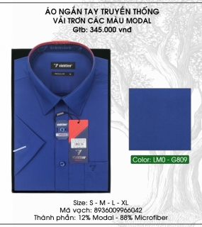 Áo Ngắn Tay Truyền Thống Vải Trơn Các Màu Modal - G809