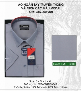 Áo Ngắn Tay Truyền Thống Vải Trơn Các Màu Modal - G805