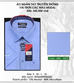 Áo Ngắn Tay Truyền Thống Vải Trơn Các Màu Modal - G810