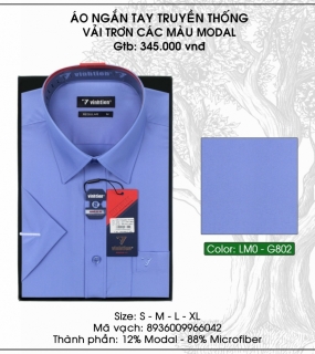 Áo Ngắn Tay Truyền Thống Vải Trơn Các Màu Modal - G802