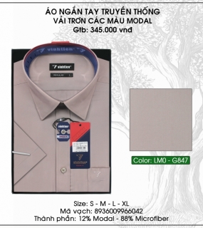 Áo Ngắn Tay Truyền Thống Vải Trơn Các Màu Modal - G847