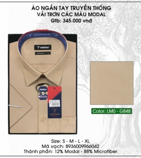 Áo Ngắn Tay Truyền Thống Vải Trơn Các Màu Modal - G848