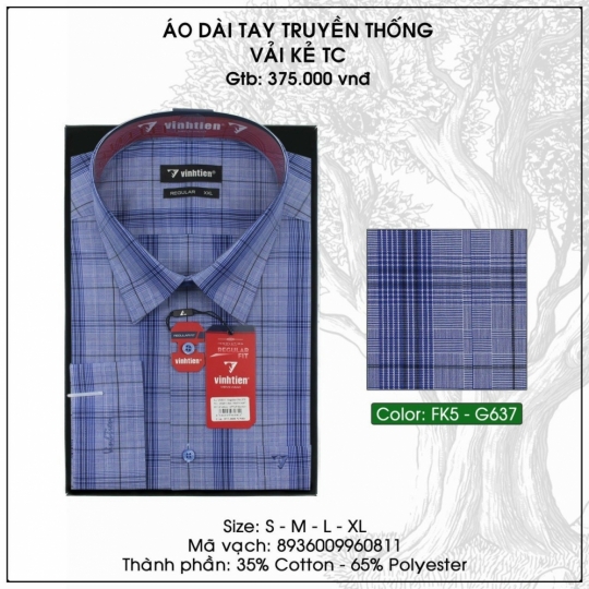 Áo Dài Tay Truyền Thống Vải Kẻ TC - G637